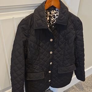 Chico's Black Puffer Jacket with High Collar and Quilted Design